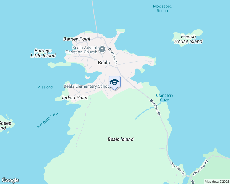 map of restaurants, bars, coffee shops, grocery stores, and more near 24 Mill Pond Road in Beals