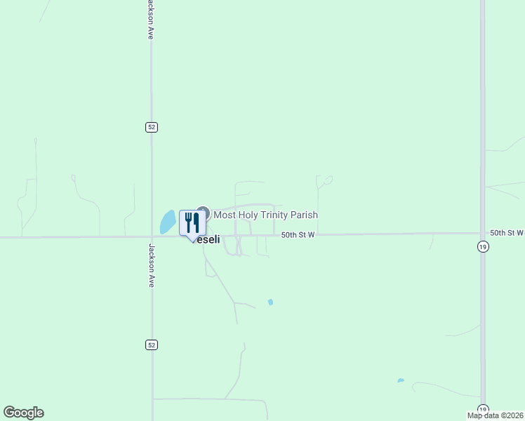 map of restaurants, bars, coffee shops, grocery stores, and more near 9641 50th Street West in Veseli