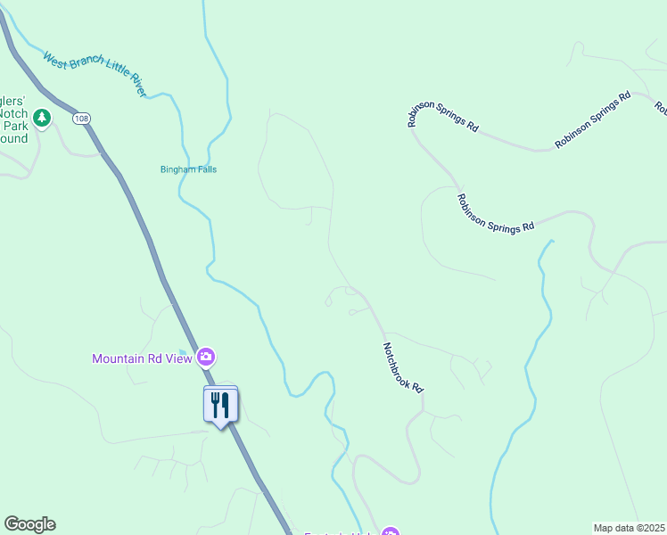 map of restaurants, bars, coffee shops, grocery stores, and more near 1307 Notchbrook Road in Stowe