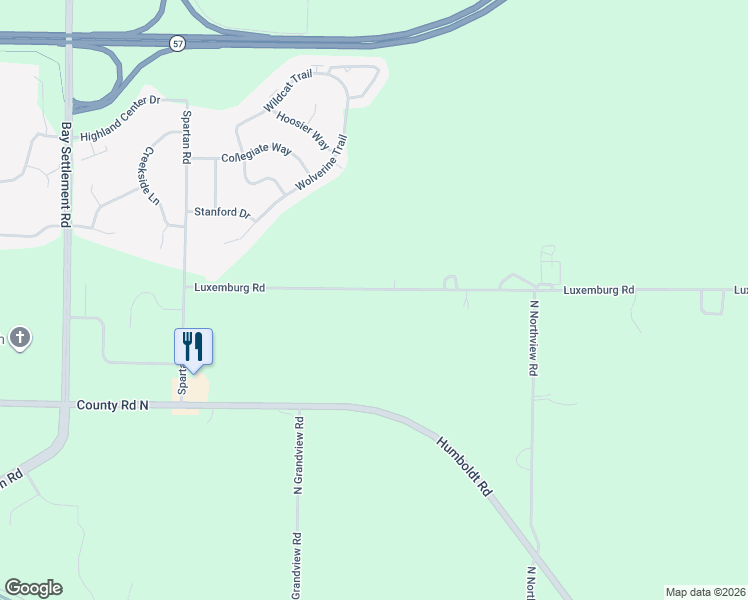 map of restaurants, bars, coffee shops, grocery stores, and more near 3760 Luxemburg Road in New Franken