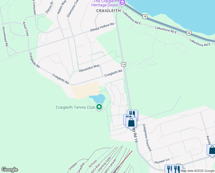 map of restaurants, bars, coffee shops, grocery stores, and more near 141 National Drive in Grey County