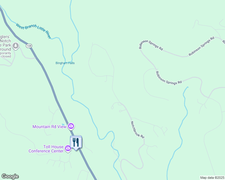 map of restaurants, bars, coffee shops, grocery stores, and more near 1495 Notchbrook Road in Stowe