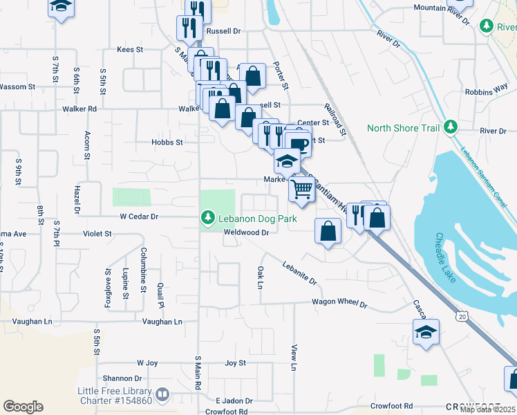 map of restaurants, bars, coffee shops, grocery stores, and more near 19772 Macarthur Boulevard in Lebanon