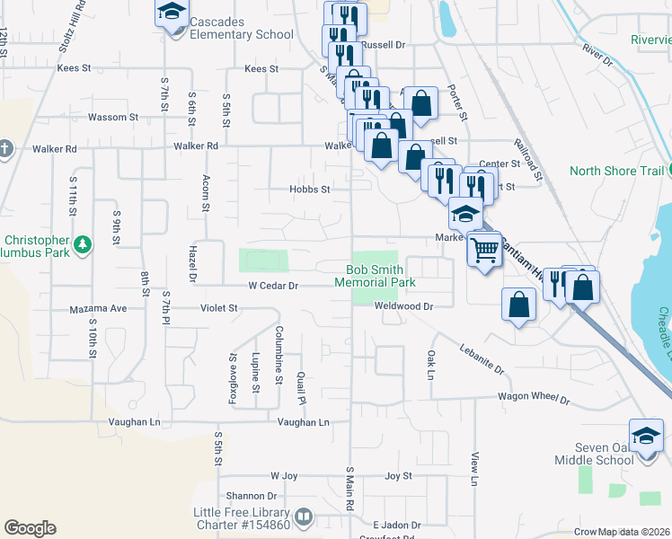 map of restaurants, bars, coffee shops, grocery stores, and more near 68 Sand Ridge Court in Lebanon