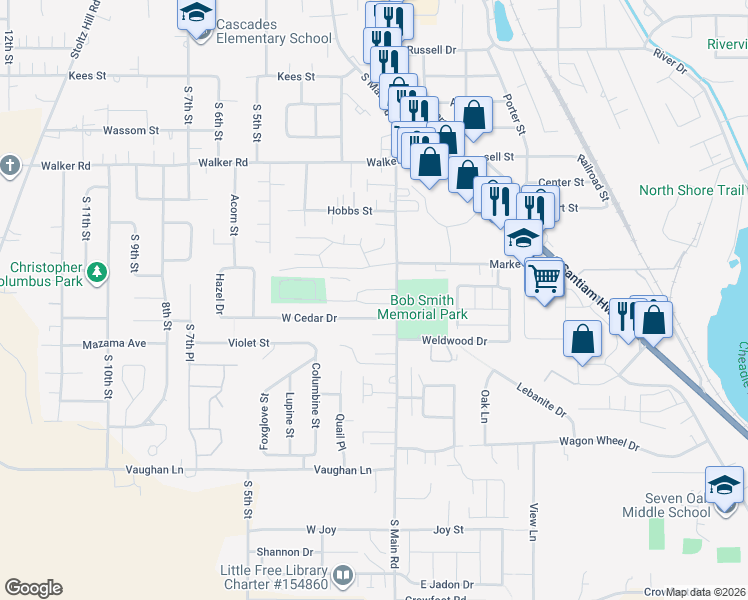 map of restaurants, bars, coffee shops, grocery stores, and more near 68 Sand Ridge Court in Lebanon