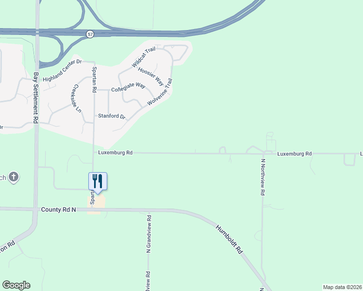 map of restaurants, bars, coffee shops, grocery stores, and more near 3760 Luxemburg Road in New Franken