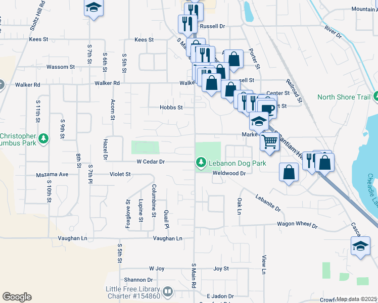 map of restaurants, bars, coffee shops, grocery stores, and more near 16 Sand Ridge Court in Lebanon