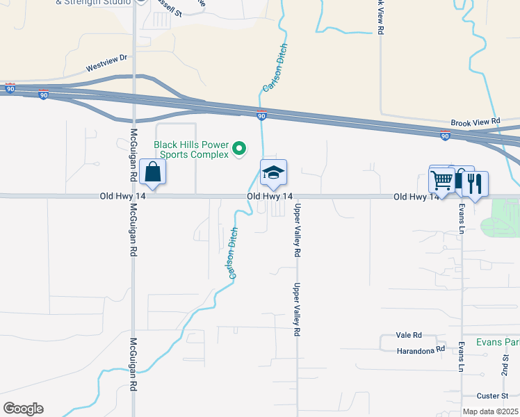 map of restaurants, bars, coffee shops, grocery stores, and more near 301-329 Old U.S. 14 in Spearfish