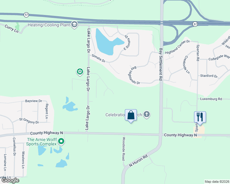 map of restaurants, bars, coffee shops, grocery stores, and more near 3370 Largo Ridge Drive in Green Bay