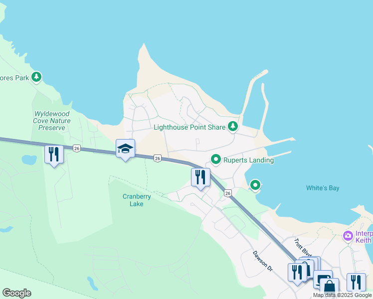 map of restaurants, bars, coffee shops, grocery stores, and more near 324 Mariners Way in Collingwood