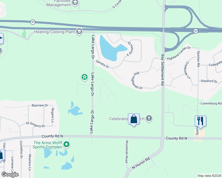 map of restaurants, bars, coffee shops, grocery stores, and more near 3341 Largo Ridge Drive in Green Bay