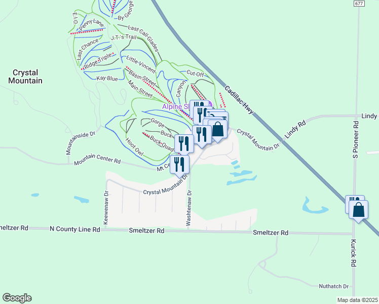 map of restaurants, bars, coffee shops, grocery stores, and more near 11600 Mount Woods Drive in Thompsonville