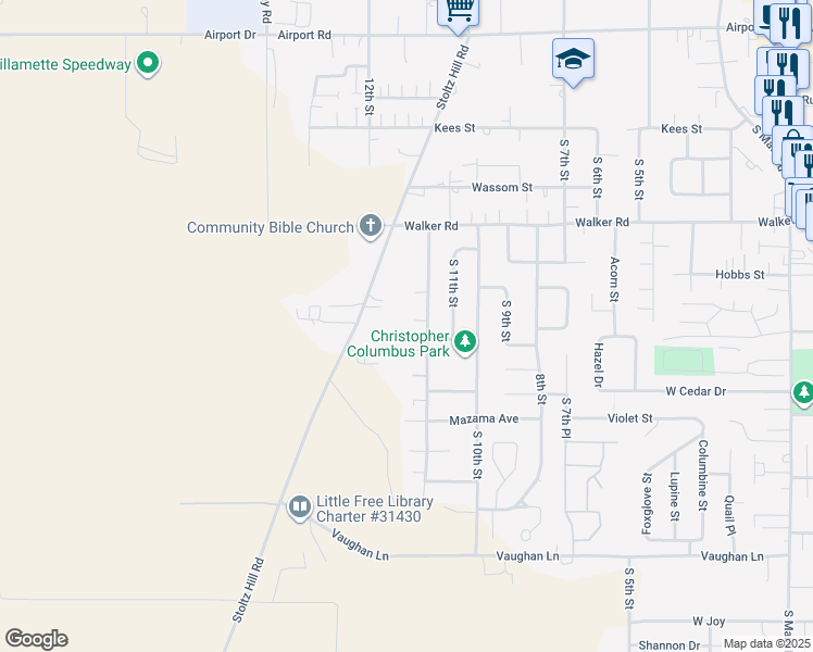 map of restaurants, bars, coffee shops, grocery stores, and more near 2774 Elizabeth Pl in Lebanon