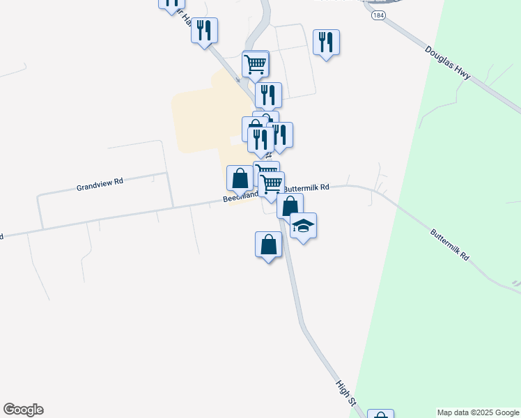 map of restaurants, bars, coffee shops, grocery stores, and more near 194 Beechland Road in Ellsworth