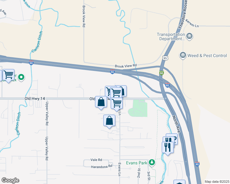 map of restaurants, bars, coffee shops, grocery stores, and more near 3105-3109 3113 Creekside Village Place in Spearfish