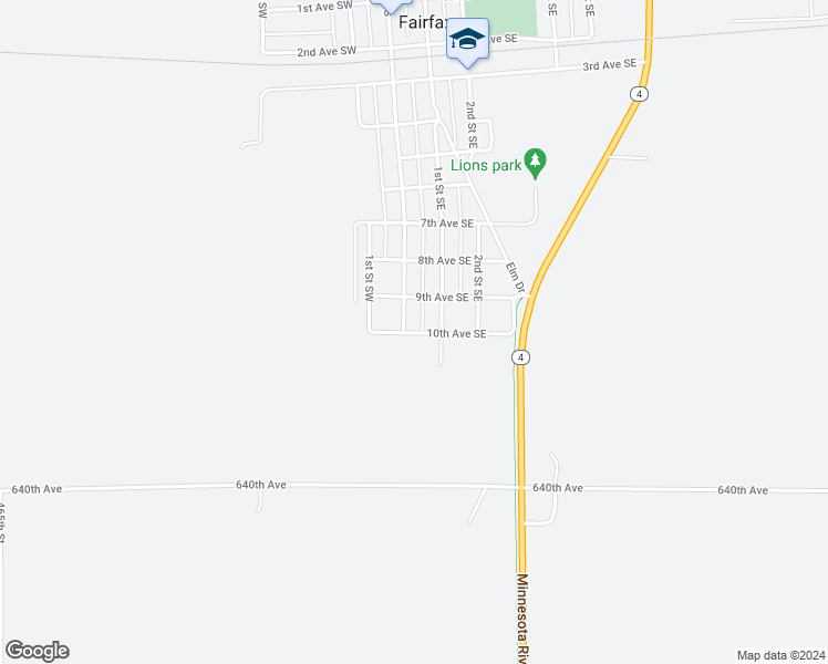 map of restaurants, bars, coffee shops, grocery stores, and more near 102 10th Avenue Southeast in Fairfax