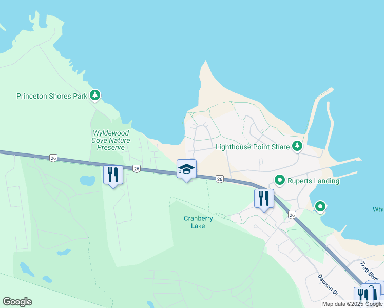 map of restaurants, bars, coffee shops, grocery stores, and more near 877 Suncrest Circle in Collingwood