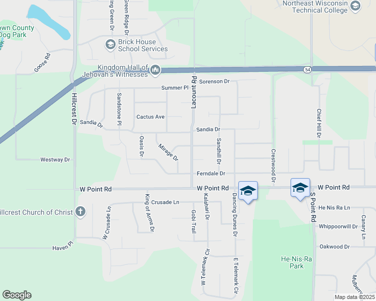 map of restaurants, bars, coffee shops, grocery stores, and more near 1320 Lacount Road in Green Bay