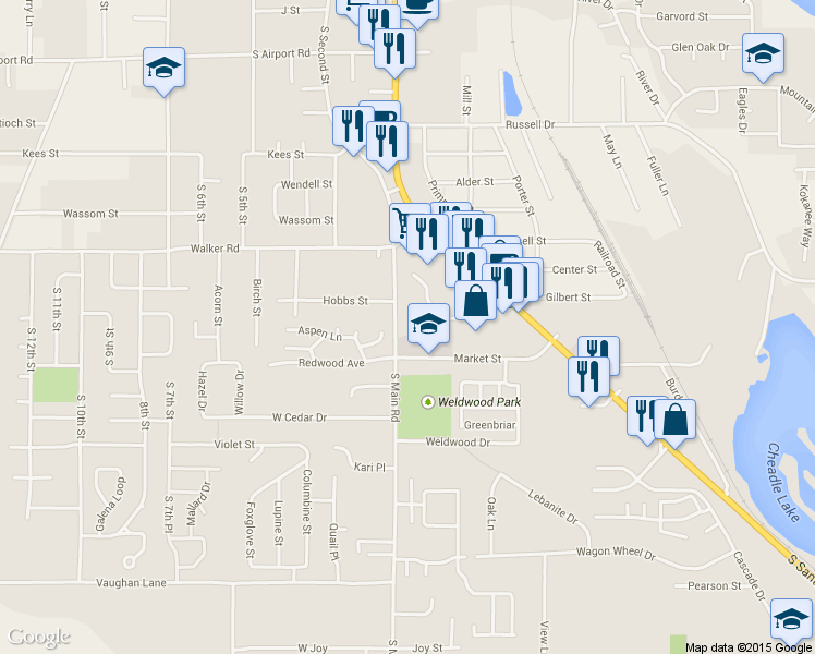 map of restaurants, bars, coffee shops, grocery stores, and more near 2733 South Main Road in Lebanon