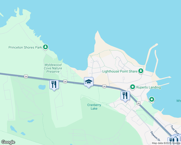 map of restaurants, bars, coffee shops, grocery stores, and more near 877 Suncrest Circle in Collingwood