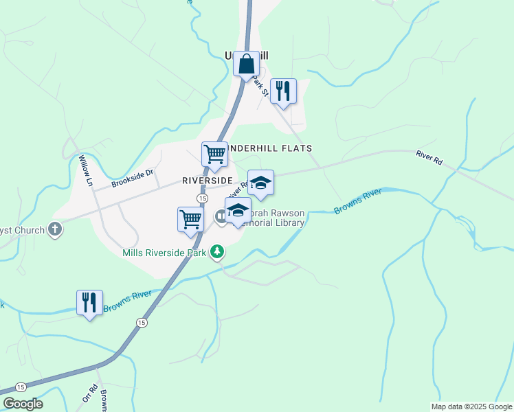 map of restaurants, bars, coffee shops, grocery stores, and more near 20 River Road in Jericho