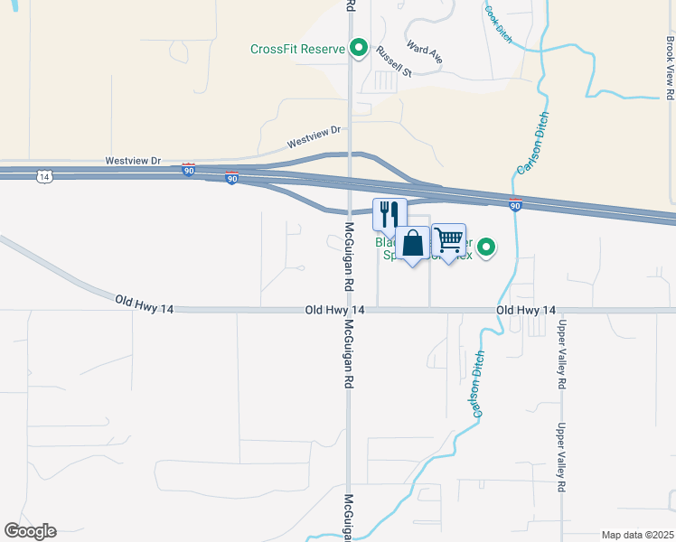 map of restaurants, bars, coffee shops, grocery stores, and more near 3225 Old Belle Road in Spearfish