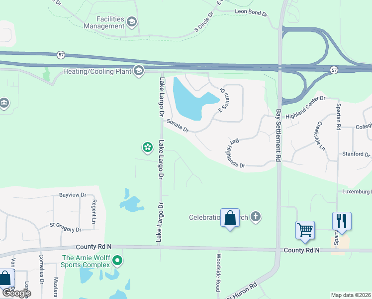 map of restaurants, bars, coffee shops, grocery stores, and more near 3350 Sonata Drive in Green Bay