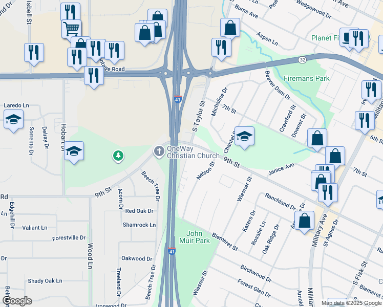 map of restaurants, bars, coffee shops, grocery stores, and more near 1313 South Taylor Street in Green Bay