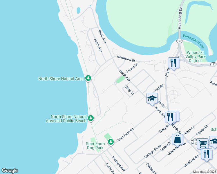 map of restaurants, bars, coffee shops, grocery stores, and more near 135 Northgate Road in Burlington
