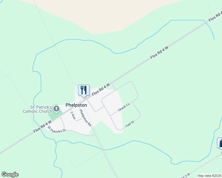 map of restaurants, bars, coffee shops, grocery stores, and more near 20 Oneill Circle in Phelpston