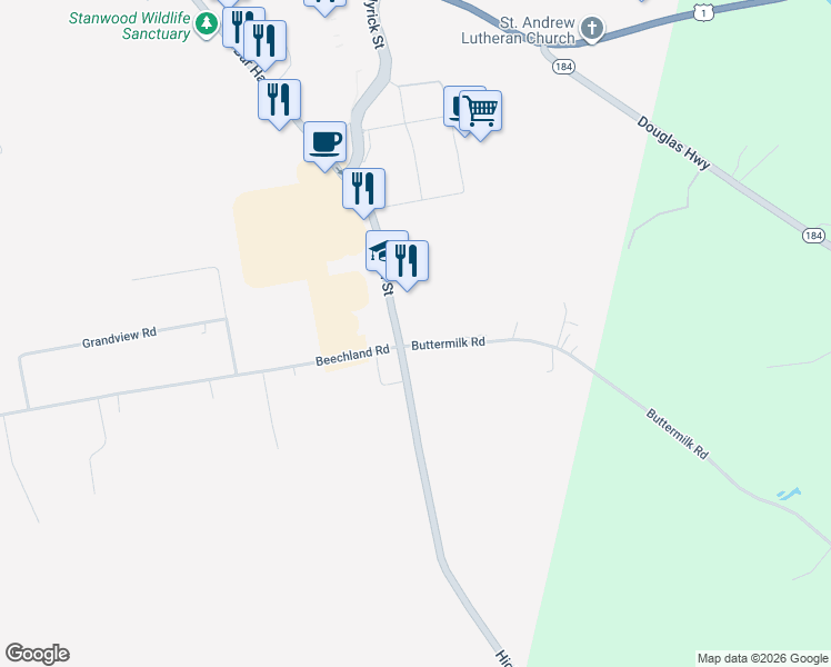 map of restaurants, bars, coffee shops, grocery stores, and more near 416 High Street in Lamoine