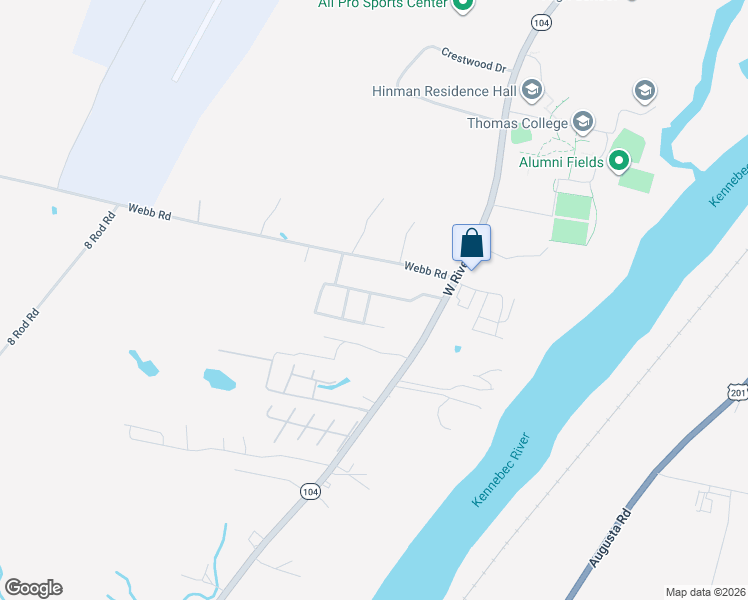 map of restaurants, bars, coffee shops, grocery stores, and more near 15 Village Green Road in Waterville