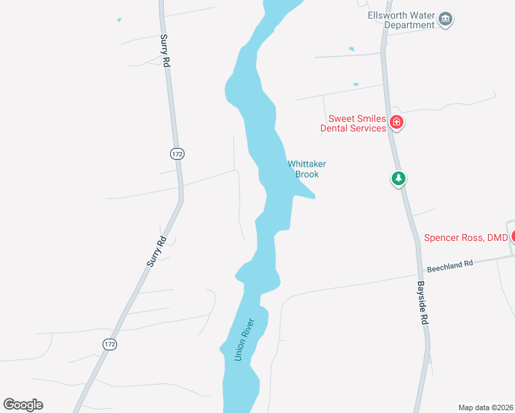 map of restaurants, bars, coffee shops, grocery stores, and more near 60 Riverside Lane in Ellsworth