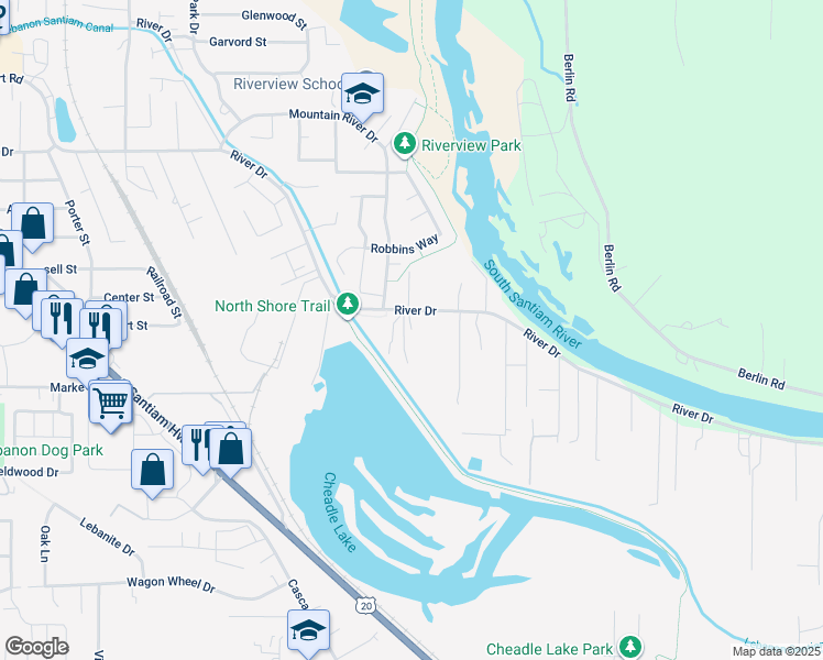 map of restaurants, bars, coffee shops, grocery stores, and more near 37738 River Drive in Lebanon