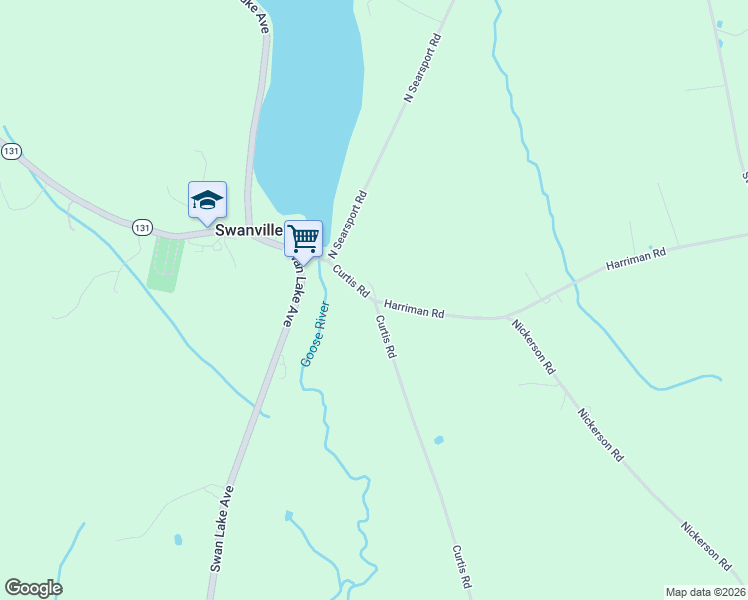 map of restaurants, bars, coffee shops, grocery stores, and more near 88 Curtis Road in Swanville