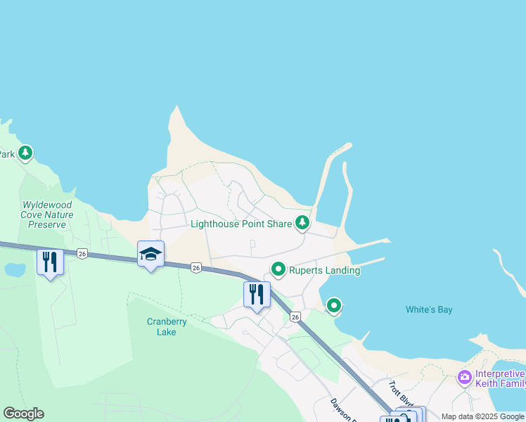 map of restaurants, bars, coffee shops, grocery stores, and more near 563 Mariners Way in Collingwood