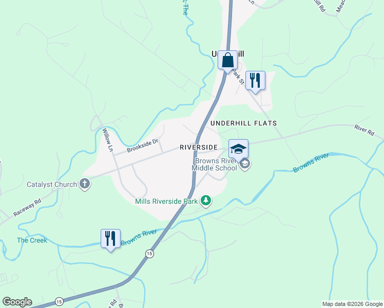 map of restaurants, bars, coffee shops, grocery stores, and more near 357 Vermont 15 in Jericho