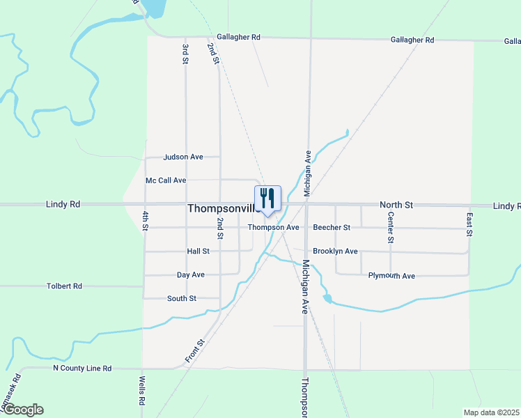 map of restaurants, bars, coffee shops, grocery stores, and more near 7499 Front Street in Thompsonville