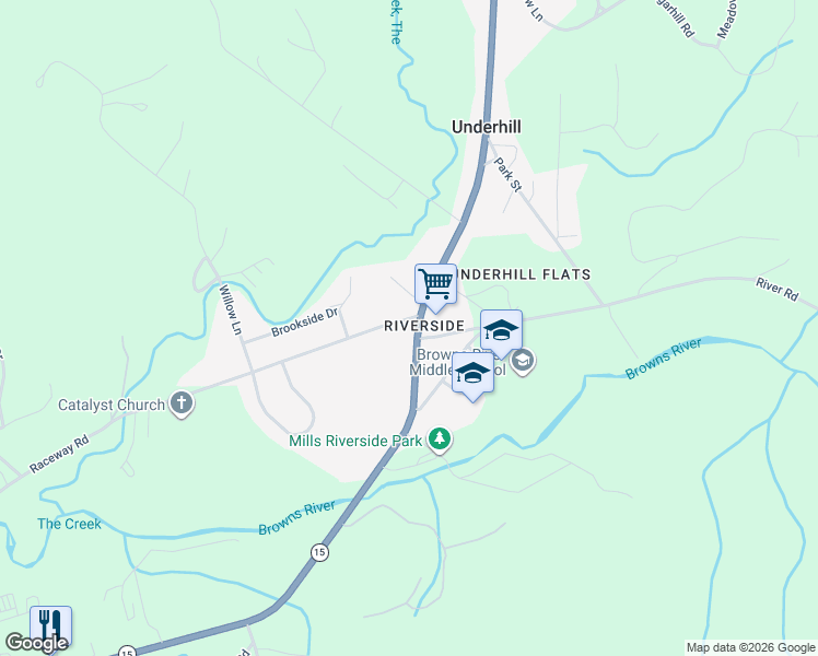 map of restaurants, bars, coffee shops, grocery stores, and more near 357 Vermont 15 in Jericho