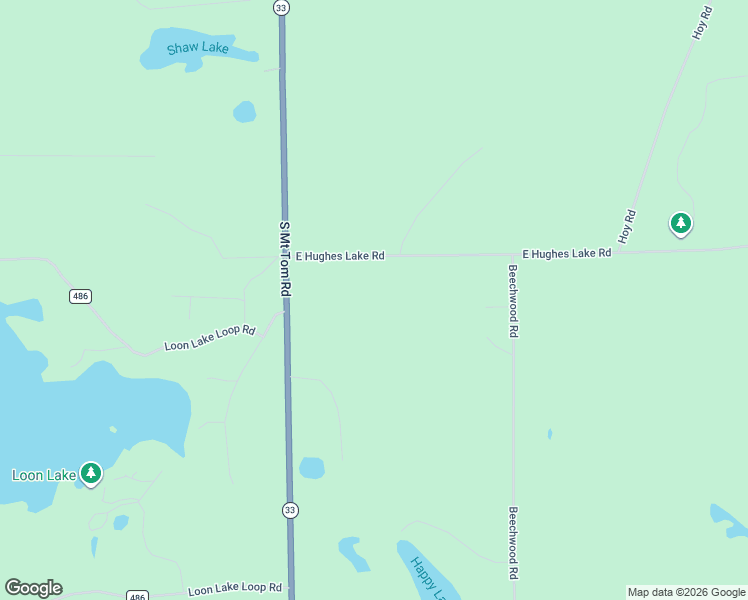 map of restaurants, bars, coffee shops, grocery stores, and more near 130 East Hughes Lake Road in Rose City