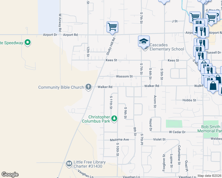 map of restaurants, bars, coffee shops, grocery stores, and more near 1089 Walker Road in Lebanon