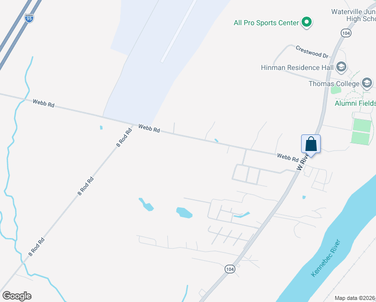 map of restaurants, bars, coffee shops, grocery stores, and more near 40 Webb Road in Waterville