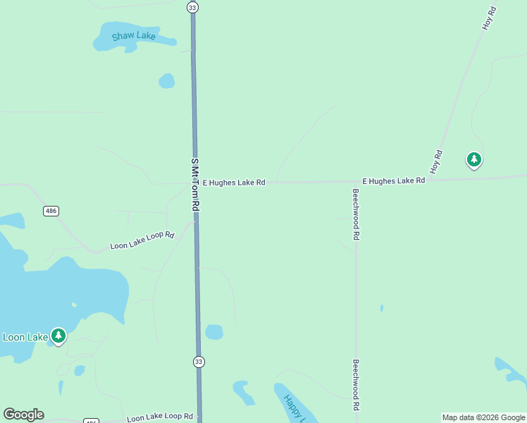 map of restaurants, bars, coffee shops, grocery stores, and more near 130 East Hughes Lake Road in Rose City