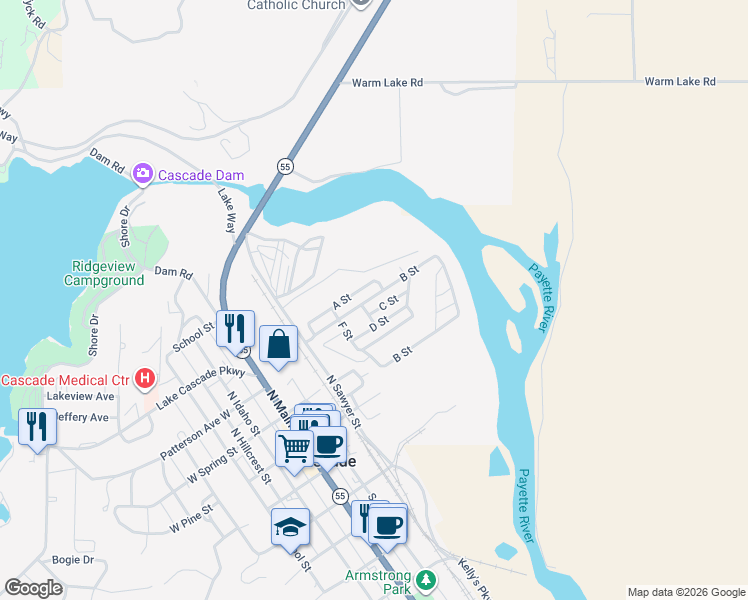 map of restaurants, bars, coffee shops, grocery stores, and more near 514 I 02 Sawyer Street in Cascade