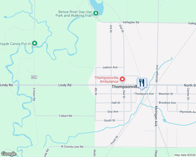 map of restaurants, bars, coffee shops, grocery stores, and more near 14501-14625 McCall Avenue in Thompsonville