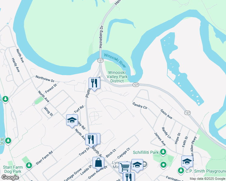 map of restaurants, bars, coffee shops, grocery stores, and more near 66 Valade Park in Burlington
