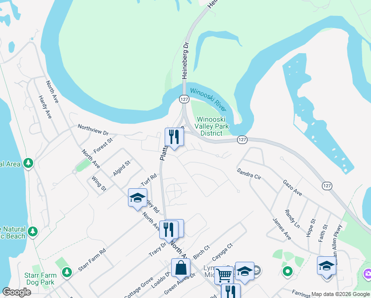map of restaurants, bars, coffee shops, grocery stores, and more near 28 Valade Park in Burlington