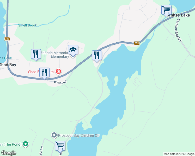 map of restaurants, bars, coffee shops, grocery stores, and more near 103 Prospect Bay Road in Prospect Bay