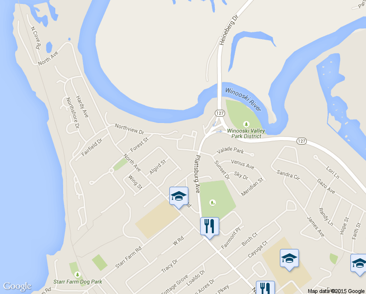 map of restaurants, bars, coffee shops, grocery stores, and more near 111 Rivers Edge Dr in Burlington