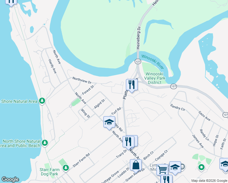map of restaurants, bars, coffee shops, grocery stores, and more near 111 Rivers Edge Drive in Burlington